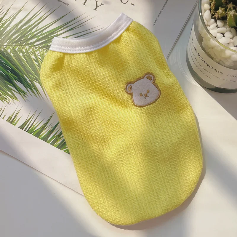 곰 애완 동물 조끼 개 옷 고양이 솔리드 티셔츠 의류 개 얇은 작은 패션 치와와 여름 고양이 조끼 통기성 얇은 섹션