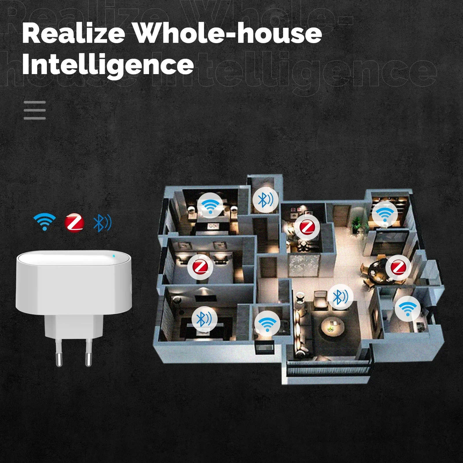Tuya Smart Multi-mode ZigBee Bluetooth BLE Mesh Gateway EU Socket Hub Allow 100+