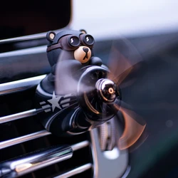 Car Air Freshener Bear Pilot Auto Accessories Interior Perfume Diffuser Rotating Propeller Outlet Fragrance Magnetic Design