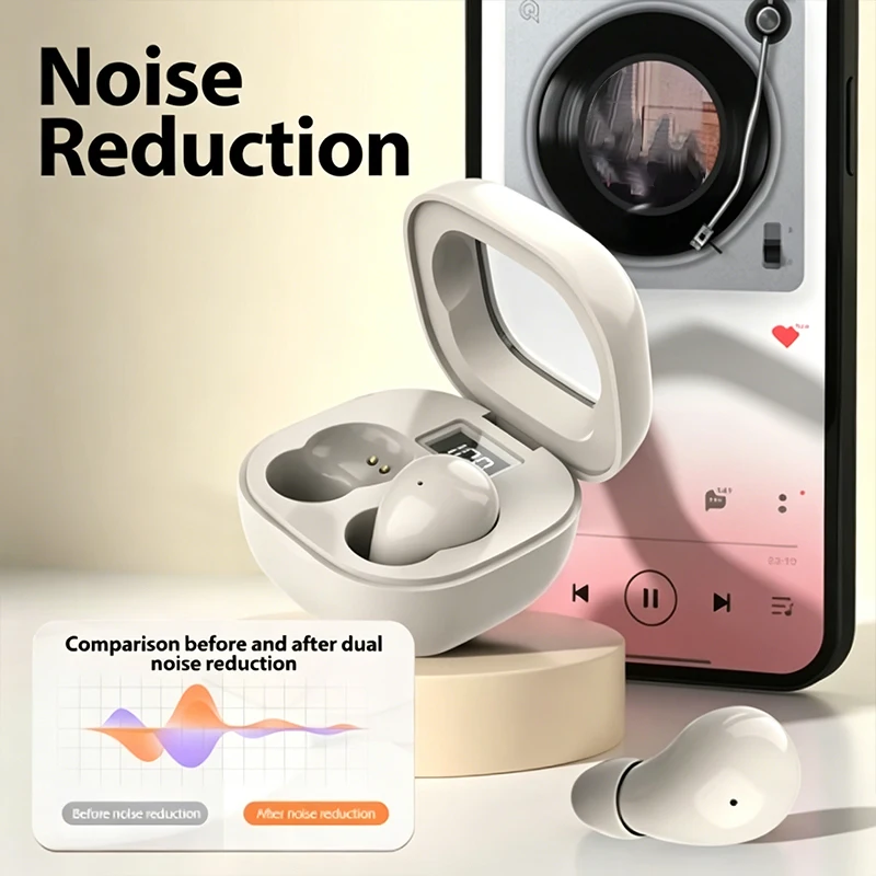 Sleek Wireless Bluetooth Earphones - Compact & Invisible with Premium Bass Sound