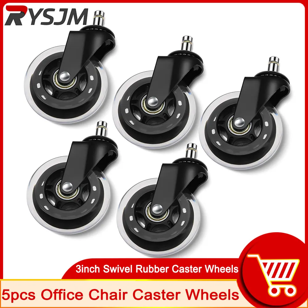 Ruote Per Sedia Ufficio In Gomma - 5,1cm Nero, Attacco M10x12mm - Foto 9