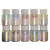 10g/Bottle 6 Color Pearlescent Aurora Chrome Nail Powder Iridescent Shell Powders Holographic Mirror Effect Nail Pigment Dust 1