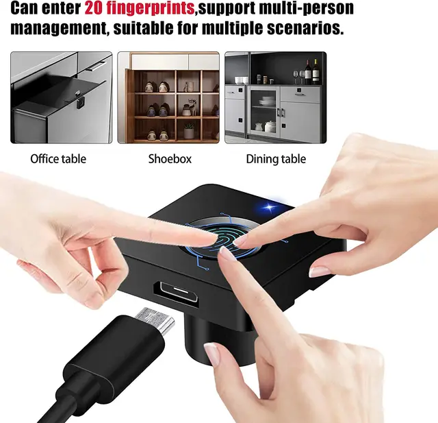 Smart Home Biometric Fingerprint Lock Hidden Drawer Electronic Lock Privacy File Storage Keyless Residential Security Protection 4