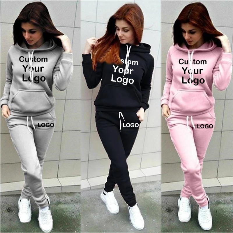 Womens Hoodie + Sweatpants 2-piece Sweat Suits Tracksuits Hooded Jogging Sports Suits Baseball Uniforms Track Suits Jogger