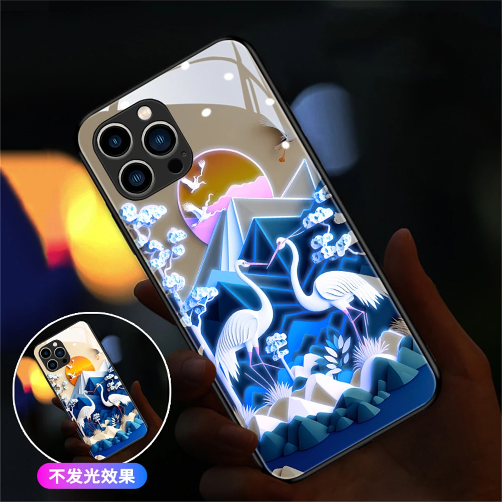 2025 Glücksbaum Schallgesteuerte LED-Blitzhüllen Leuchtende Glasabdeckung für iPhone Air 17 16 E 15 14 13 12 11 Pro Max Plus – Detail 28