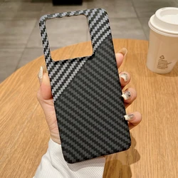 Ultra-Thin Carbon Fiber Stripe Texture Matte Hard Case Cover for Xiaomi 14T Pro (Black Silver)