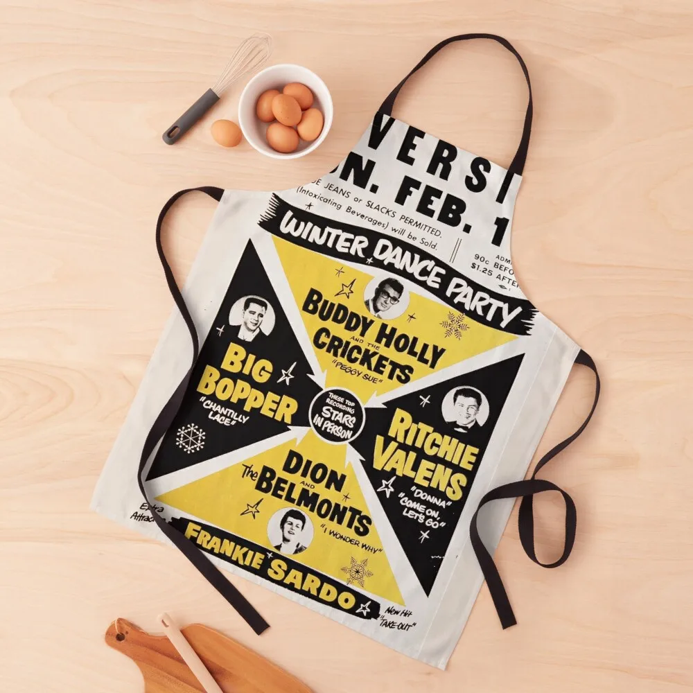 

Buddy Holly, The Big Bopper, Ritchie Valens, The Crickets - vintage concert poster Apron Funny Apron
