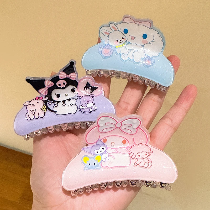 

Заколка для волос Sanrio с мультяшным аниме маленьким животным, милые заколки для волос с задней частью головы, заколки для волос, кавайные акриловые заколки с акулами