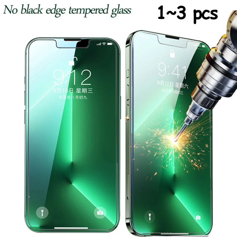 

No black edge tempered glass for apple iphone 13 screen protector iphone13 pro max protective glass iphon 13 mini accessories