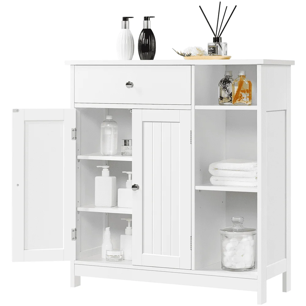 

Easyfashion Large Storage Cabinet with Drawer for Bathroom Living Room, White