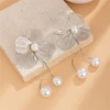 Fashion Large Flower Earring with Pearl Pendant Korean Design Stud Earrings for Women Girls Metal Jewelry Accessories Party Gift 5