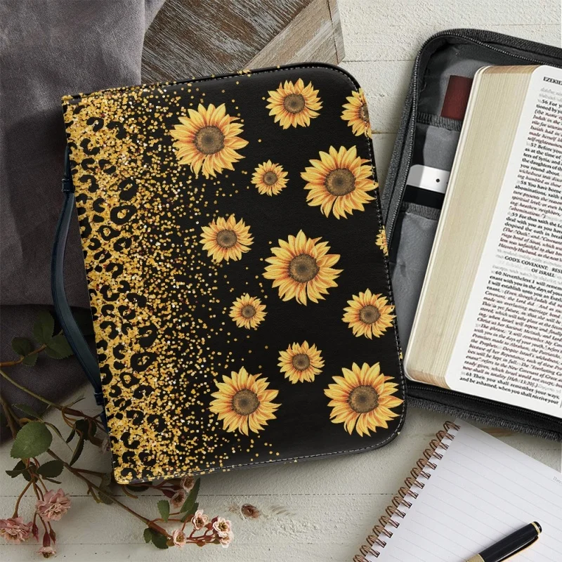 

Classic Leather Print Bag for Women Zipper Handle Handbags Bible Hymns Custom Bible Cover Case Carrying Bible Storage Bags