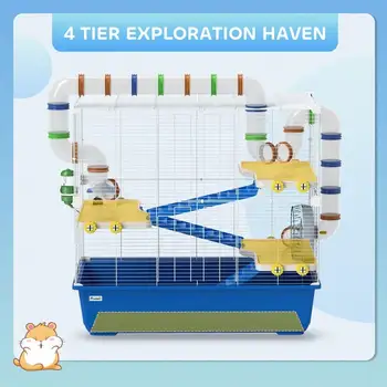 Hamster Cage, 4 Tier Rat Cage with Tunnel Tube System 5