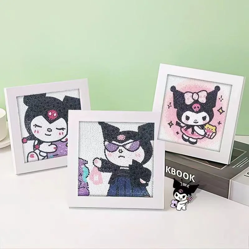 Sanrio Hello Kitty Kuromi Diamond Painting Kit Cartoon 5D Diy Round Mosaic Embroidery Children's Room Decor Handwork Toys Gift