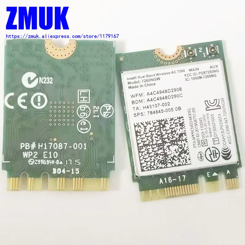 Int Dual Band Wireless-Ac 7260 802.11Ac 2X2 Wifi E Bluetooth 4.0 Adattatore Wlan Per Hp Chromebook 11 14 Series,P/N 784645-005