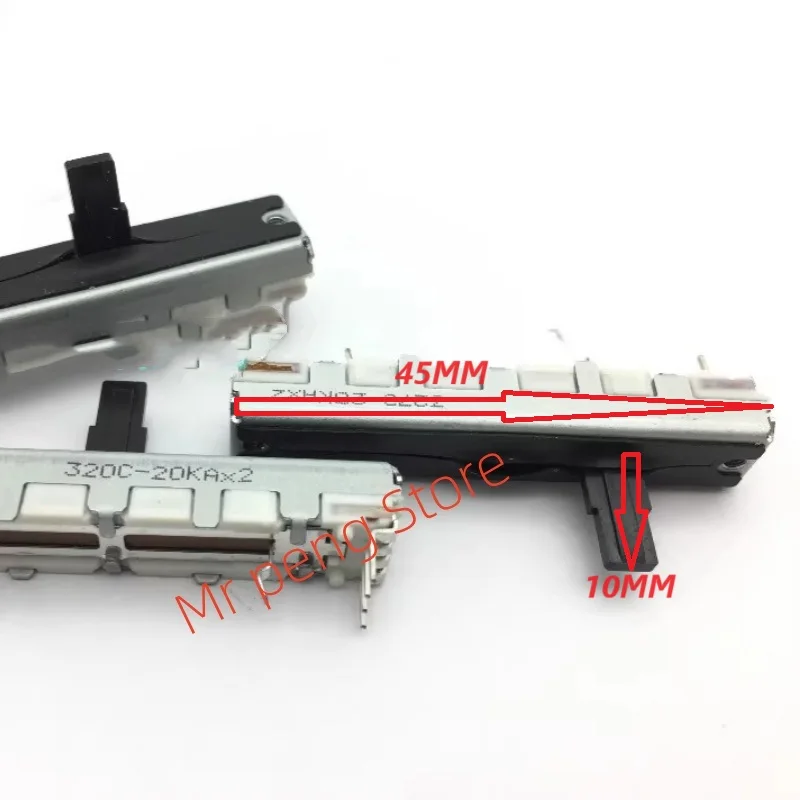 

1 шт. для ALPS 4,5 см скользящая модель A20K двойной потенциометр 20KAX2, Длина оси 10 мм