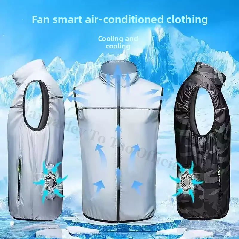 USB Rechargeable Cooling Vest Men Women Outdoor Fishing Work Air Conditioner Jacket Summer Breathable Lightweight Fan Clothing
