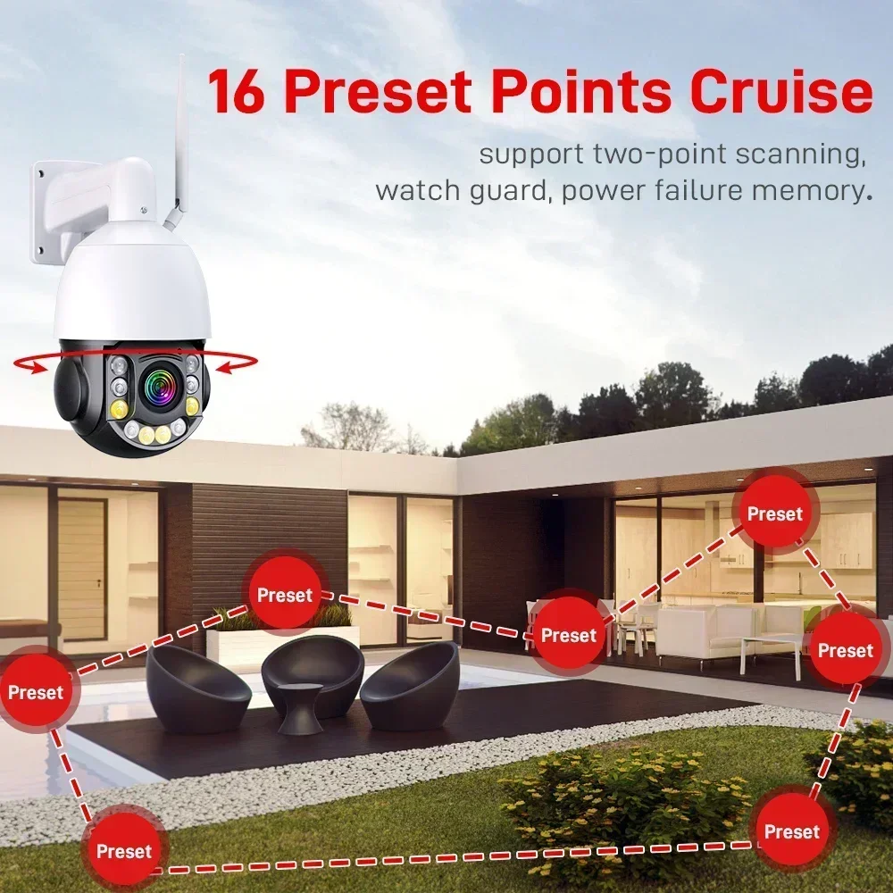 PEGATAH 5MP/8MP 50X Zoom PTZ IP Camera WiFi CCTV Outdoor AI Human Alarm Onvif Speed Dome Cam 120M IR Distance Camera iCSee APP