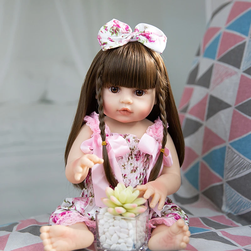 

48/50cm Reborn Doll In Two Versions Princess Cute Baby Gril High Quality Bebe Dolls 3D Skin Painting Doll Waterproof Bath Toy