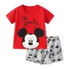 New Disney Baby Kids Clothes Set Mickey Mouse Print T-shirt+short Two Piece Fashion Children Girl Boy Tracksuit 100% Cotton Sets 2