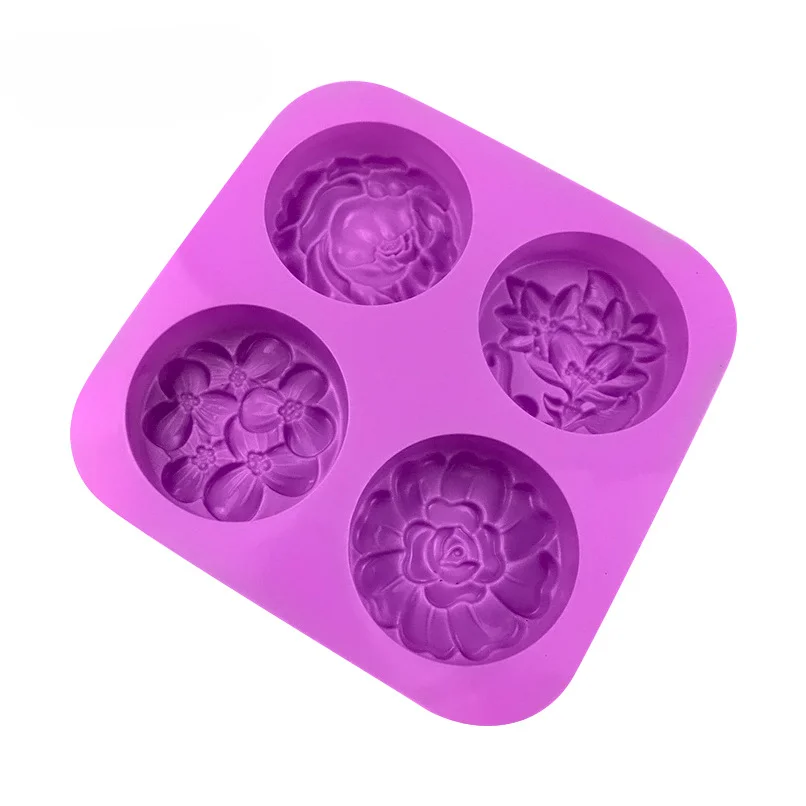 4 Cavity Round Silicone Soap Mold Handcraft Soap Making Mould DIY Cake  Chocolate Baking Tools Food Grade Silicone Soap Molds - AliExpress