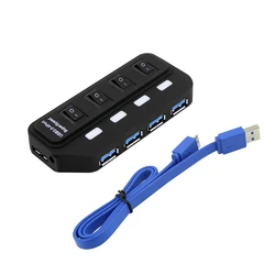High - Speed USB Hub with Power Adapter and Individual Switches (4 Port USB 3.0 HUB)