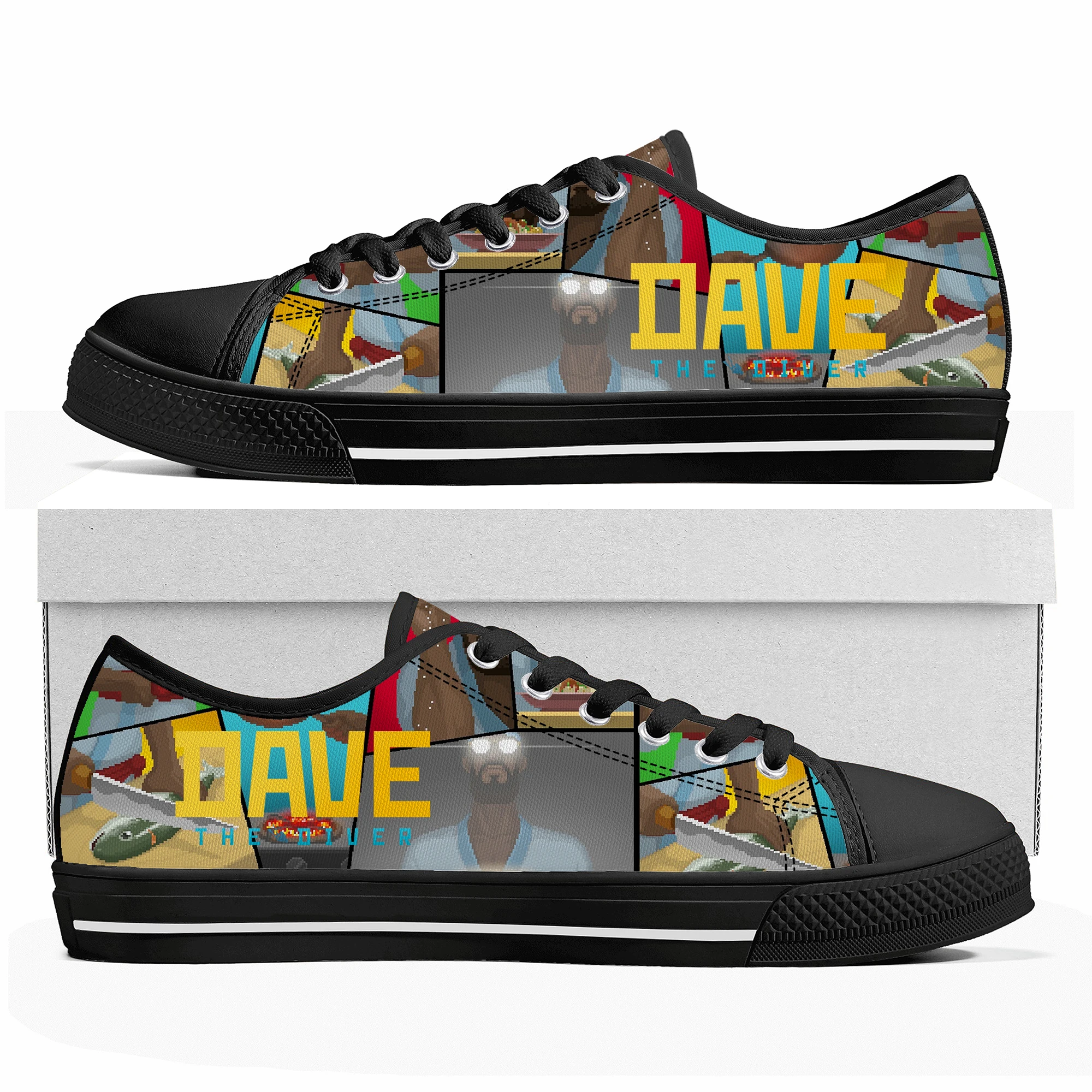 

Cartoon Game DAVE THE DIVER Low Top Sneakers Womens Mens Teenager High Quality Fashion Shoes Casual Tailor Made Canvas Sneaker