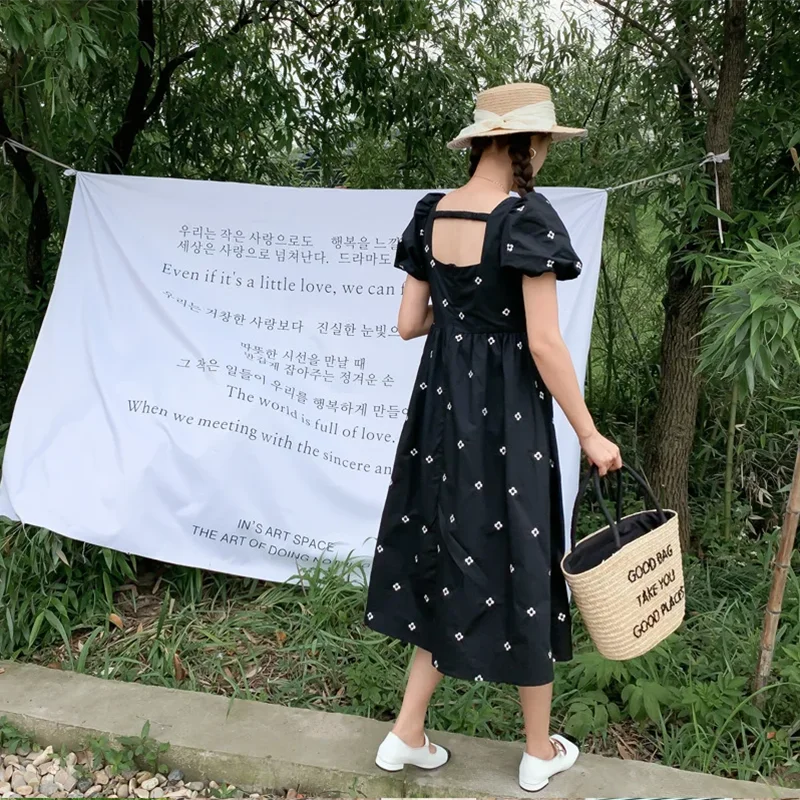 Mother and Daughter Dress Family Matching Suit Strapless Floral Dress Summer Girl Lady Polka Dot Loose Dress Skirt Clothes