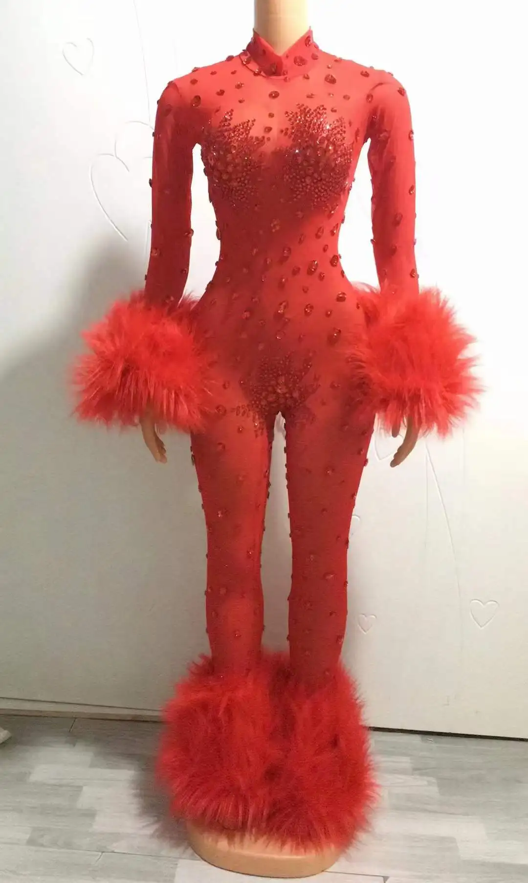 Nightclub Stage Women Rhinestone Jumpsuit Women Jumpsuit Women Dance Costume Stage Performance Costume