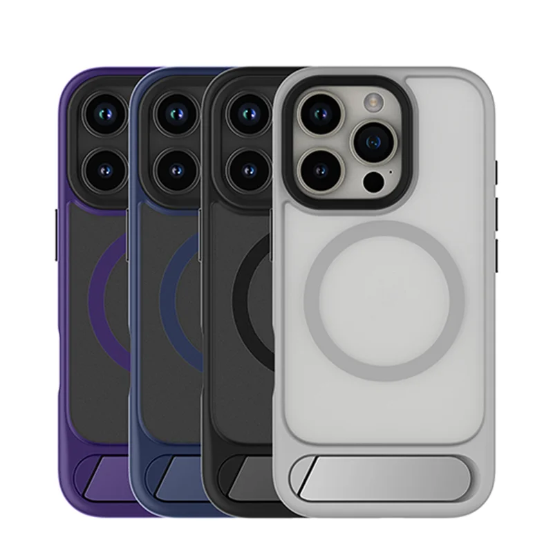 Sleek Frosted Matte Wireless Charging Metal Bracket Phone Case