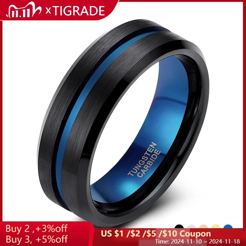 8mm Men Tungsten Carbide Ring Wedding Band Vintage Jewelry Size 6-15 wedding rings finger rings fashion rings fashion ring metal rings