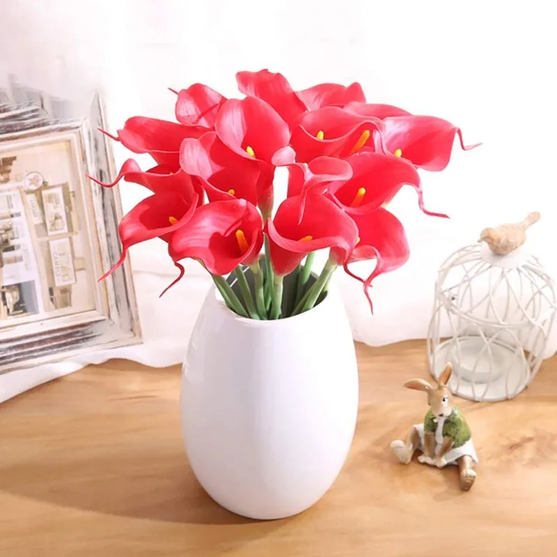 10Pcs Artificial Calla Lily Flowers Bouquet for DIY Wedding Birthday Party Decoration Home Room Garden Vase Ornament Supplies