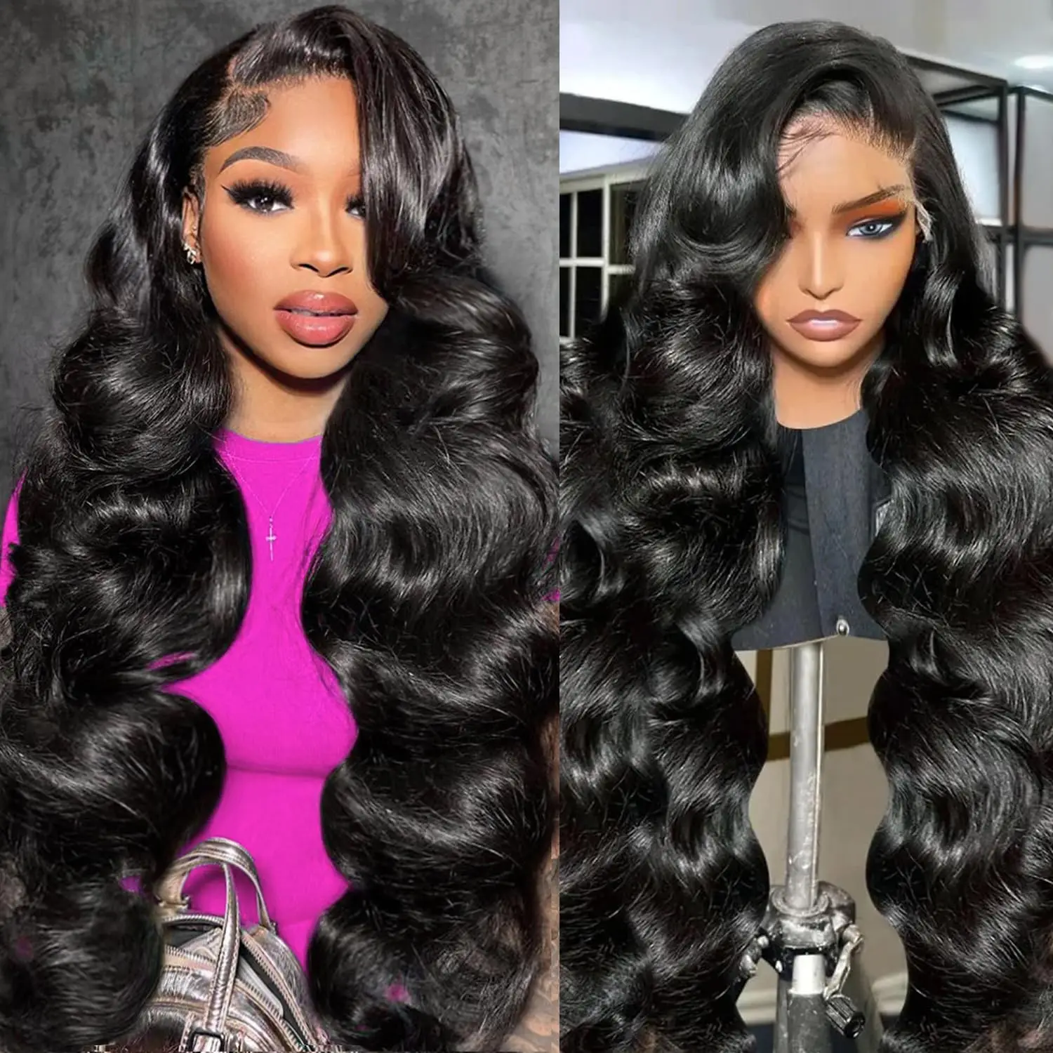 body wave black wig