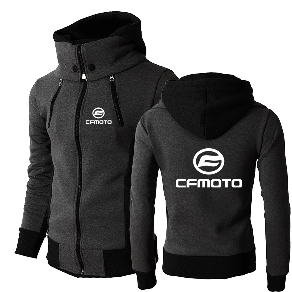 Cfmoto 2023 Zipper Men Jackets Autumn Winter Casual Fleece Coats Bomber Jacket Fashion Hooded Male Outwear Slim Fit Hoody