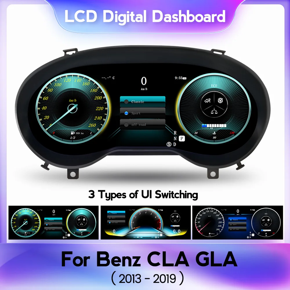 

12.3-Inch Car LCD Digital Cluster Instrument For Mercedes-Benz A/CLA/GLA W176 X156 C117 W463 2013 - 2019 Linux Dashboard Display