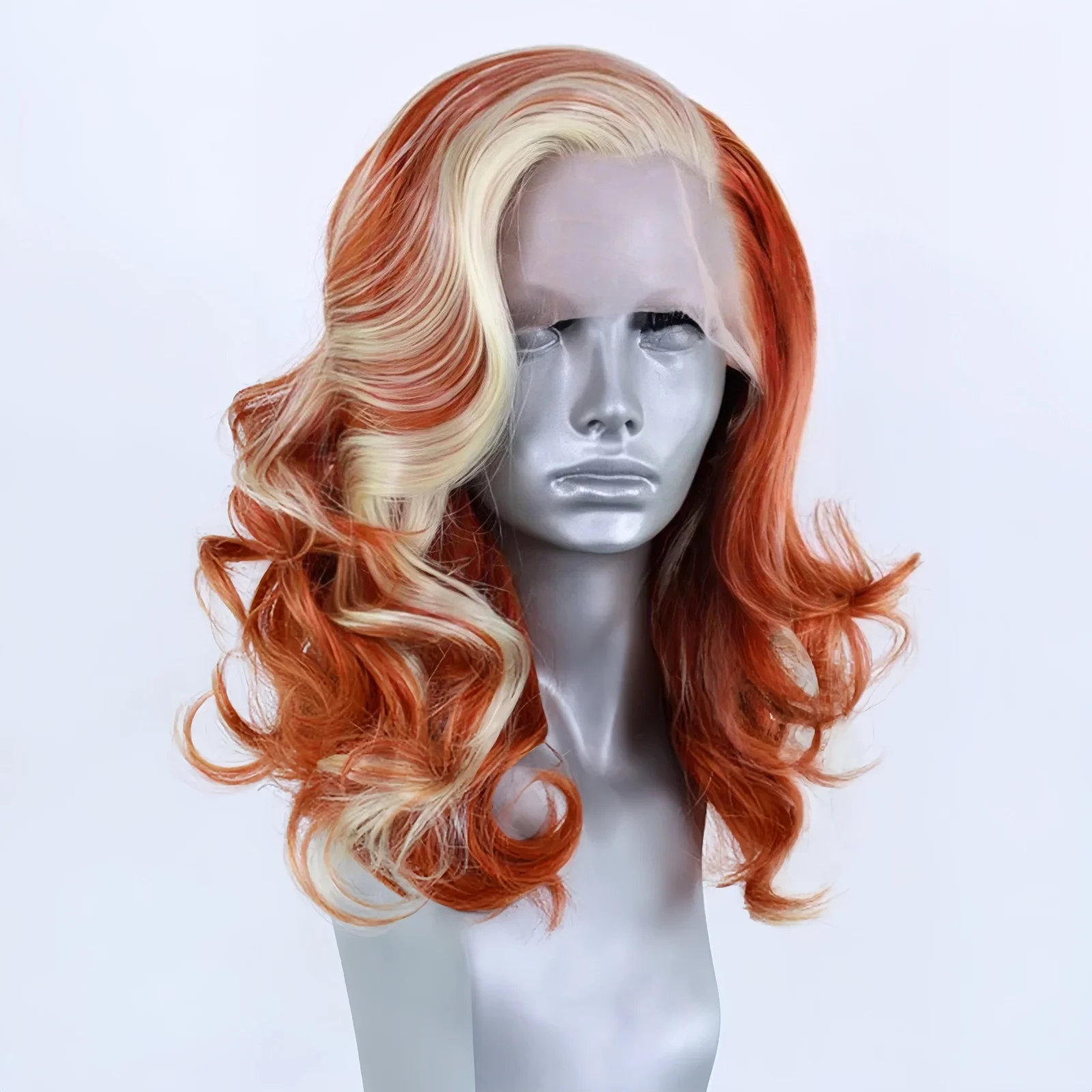 Short Deep Wave Bob Wig 13X4 Synthetic Lace Front Wig for Women Ginger Hair Short Body Wave Cosplay Orange Highlights