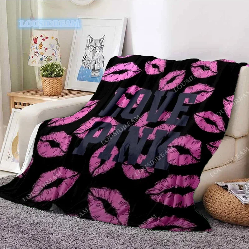 

PINKk logo printing Throw Blanket Soft Flannel Thin Blankets for Bed Sofa Cover Bedspread Home Deco picnic blanket noon break