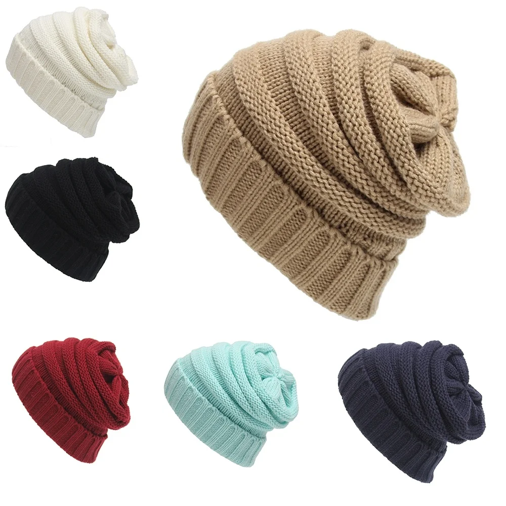 Women-Men-Winter-Knitted-Wool-Cap-Unisex-Folds-Casual-Beanies-Hat-Solid ...