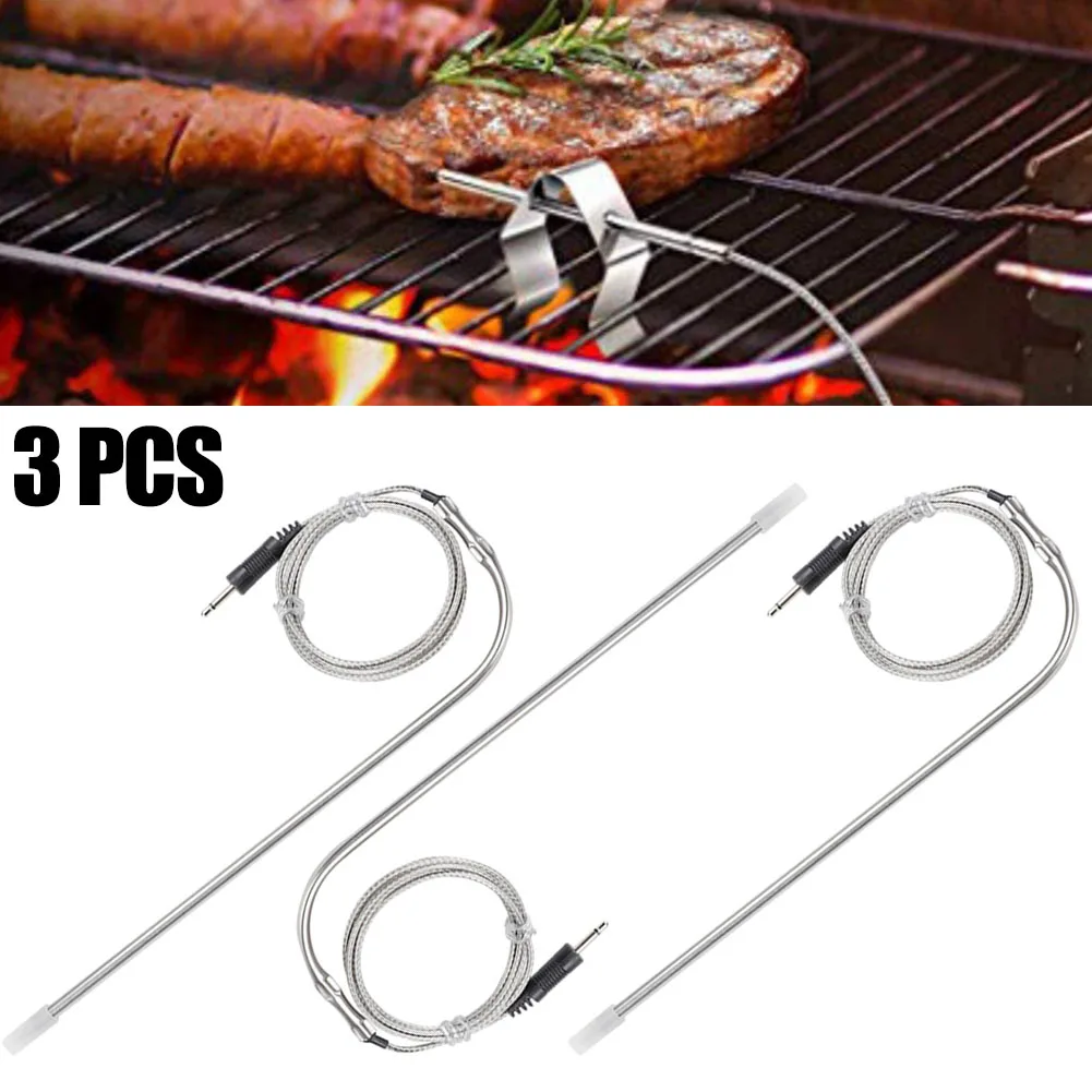 3Pcs Thermometer Stainless Steel Probes Grilling Meat Grill Cooking Replacement Probe For BBQ Food Monitor Temperature 0 -300 &deg;C