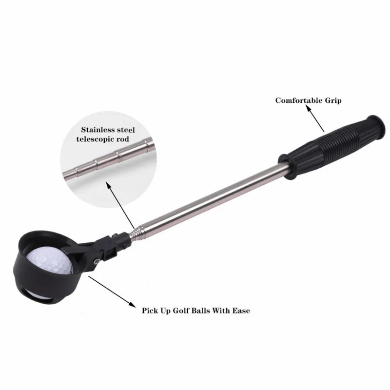 Golf Ball Retriever Telescopic Pick Up Tools Catcher Training Aids Automatic Locking Scoop Picker