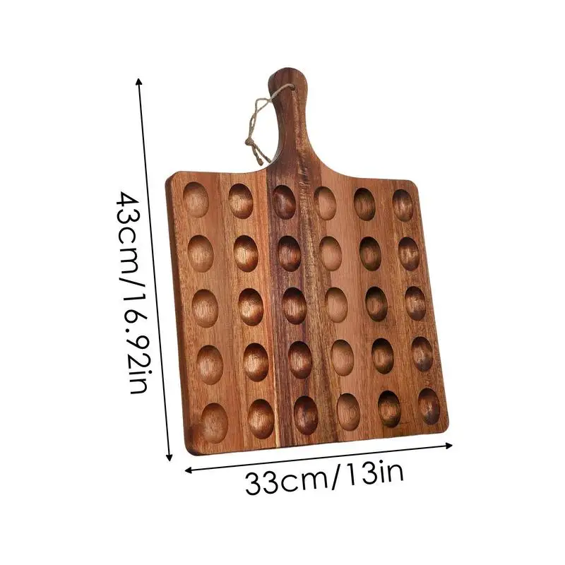 Deviled Egg Platter 30-Holes Deviled Egg Platter Reversible Wooden With Handle Charcuterie Board Cheese Serving Tray Household