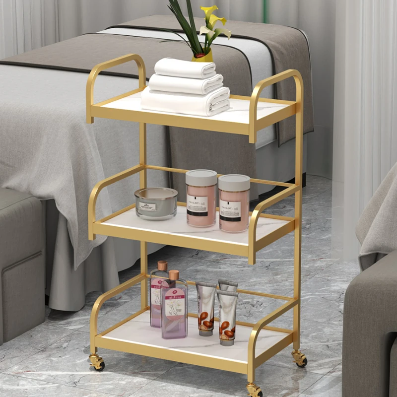 Tea Tattoo Nail Salon Trolley Hairdresser Equipment Rolling Salon Trolley Storage Carrello Attrezzi Commercial Furniture RR50ST