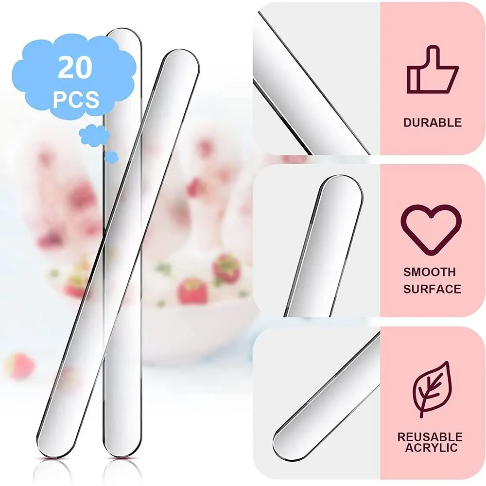 Ice Cream Sticks 20Pcs Clear Reusable Rose Gold Handmade Summer Ice Cream Bars DIY Crafts Home Acrylic Popsicle Sticks ice cream sticks,disposal lollipop sticks