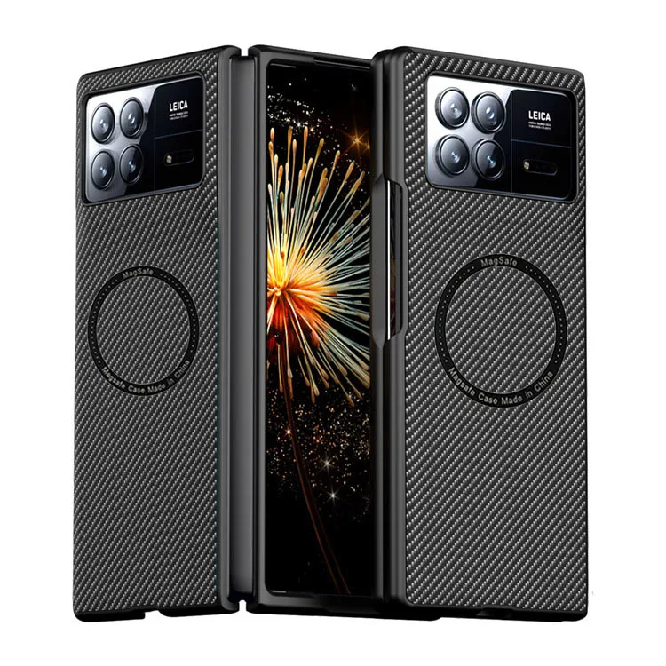 For MagSafe Magnetic Wireless Charging Phone Case For Xiaomi MIx Fold 3 Carbon Fiber Kevlar Soft Cover For Mix Fold3 Fold2