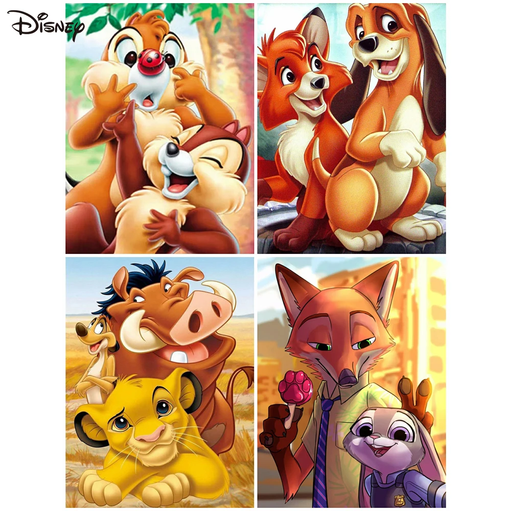Cross Stitch Kit Disney The King Lion Cross Stitching Kits Simba Embroidery Tod Copper Cartoon Art Printed Canvas Needlework Chip Dale Child Gift
