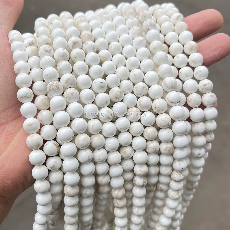 Natural Magnesite Stone Bead Smooth Round Loose Spacer Beads For Jewelry Making DIY Bracelet Necklace Handmade Strand 15''