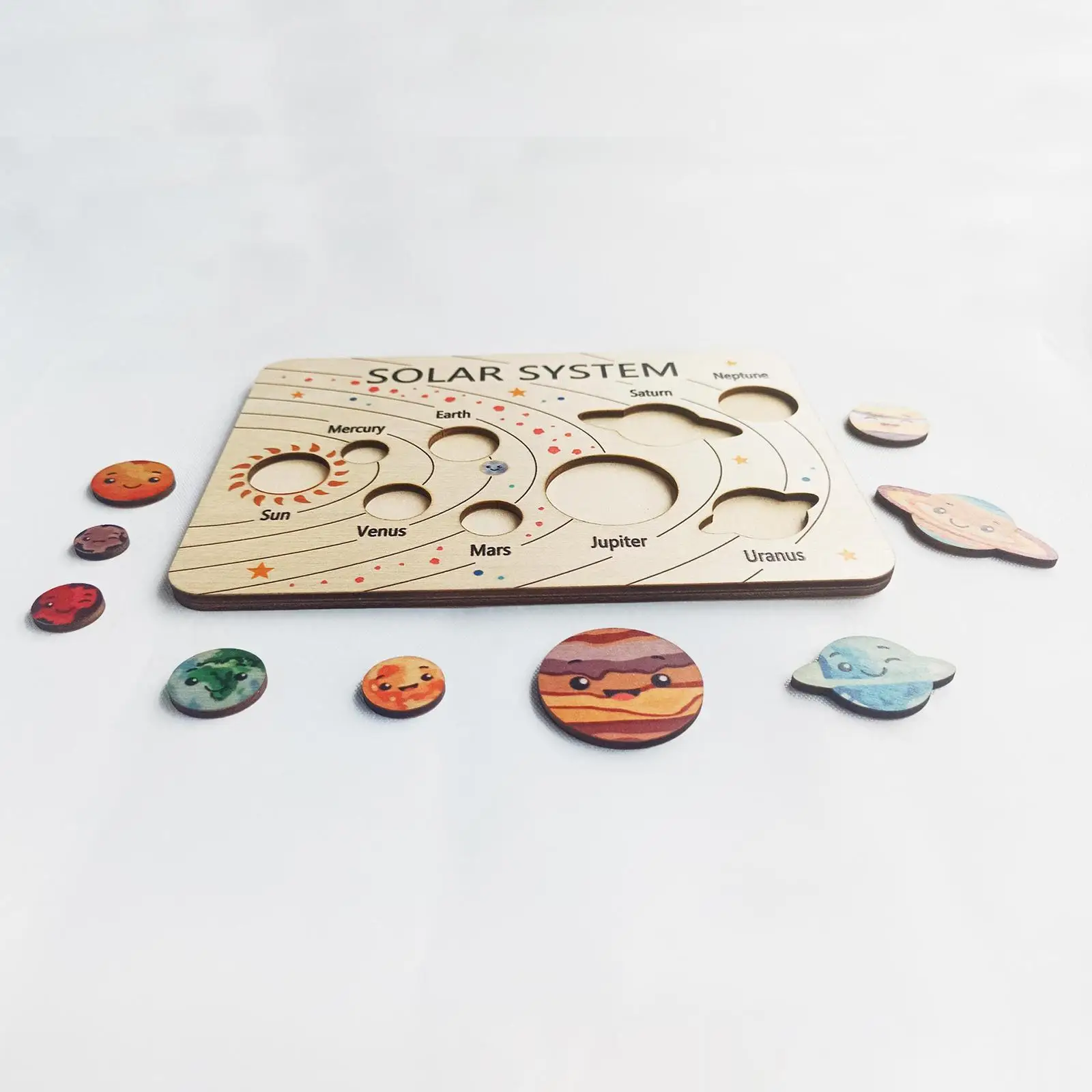 Wooden Solar System Puzzle Wooden Planet Learning Game for Kids Ages 3-5 3
