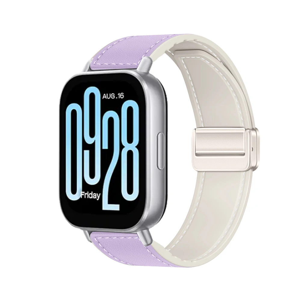 Silicone and Leather Magnetic Buckle Wristband - 22mm/20mm Strap