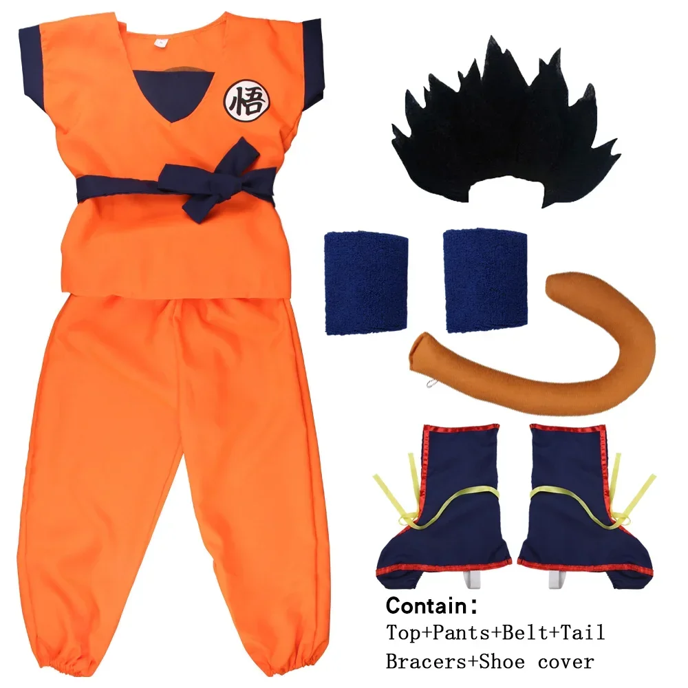 Dragon Warrior Anime Costume with Tail and Wig - Blue and Gold Design for Halloween and Parties