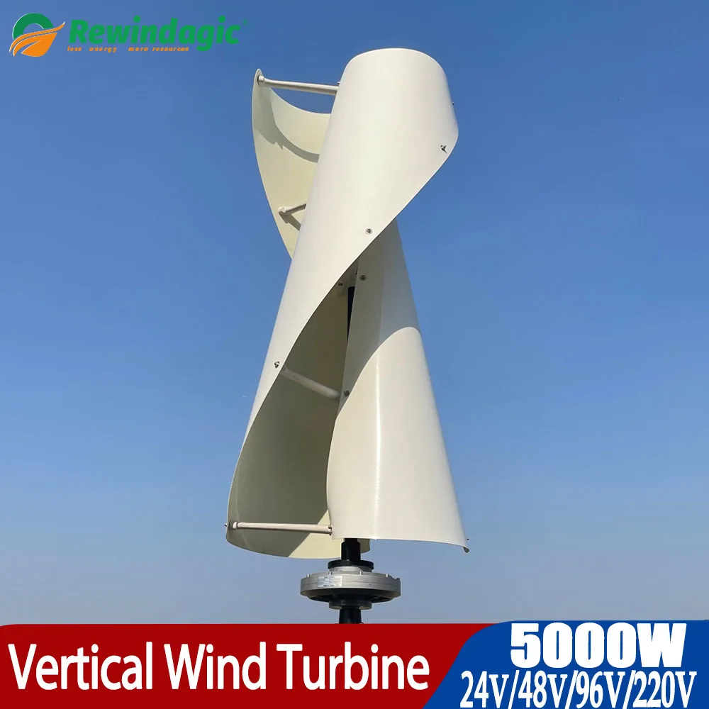 

New Energy Windmill 5000W 12v 24v 48v 96V Vertical Wind Turbine Generator High Efficiency Low RPM With Controller 5KW